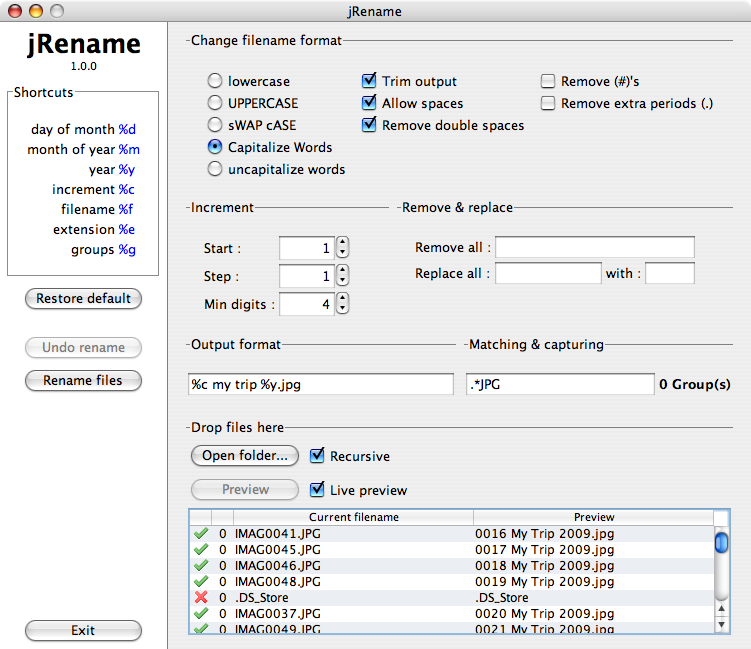 jRename screenshot